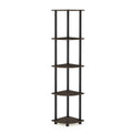 Furinno Turn-N-Tube 5 Tier Corner Display Rack Multipurpose Shelving Unit, 1-Pack, Dark Brown Grain/Black
