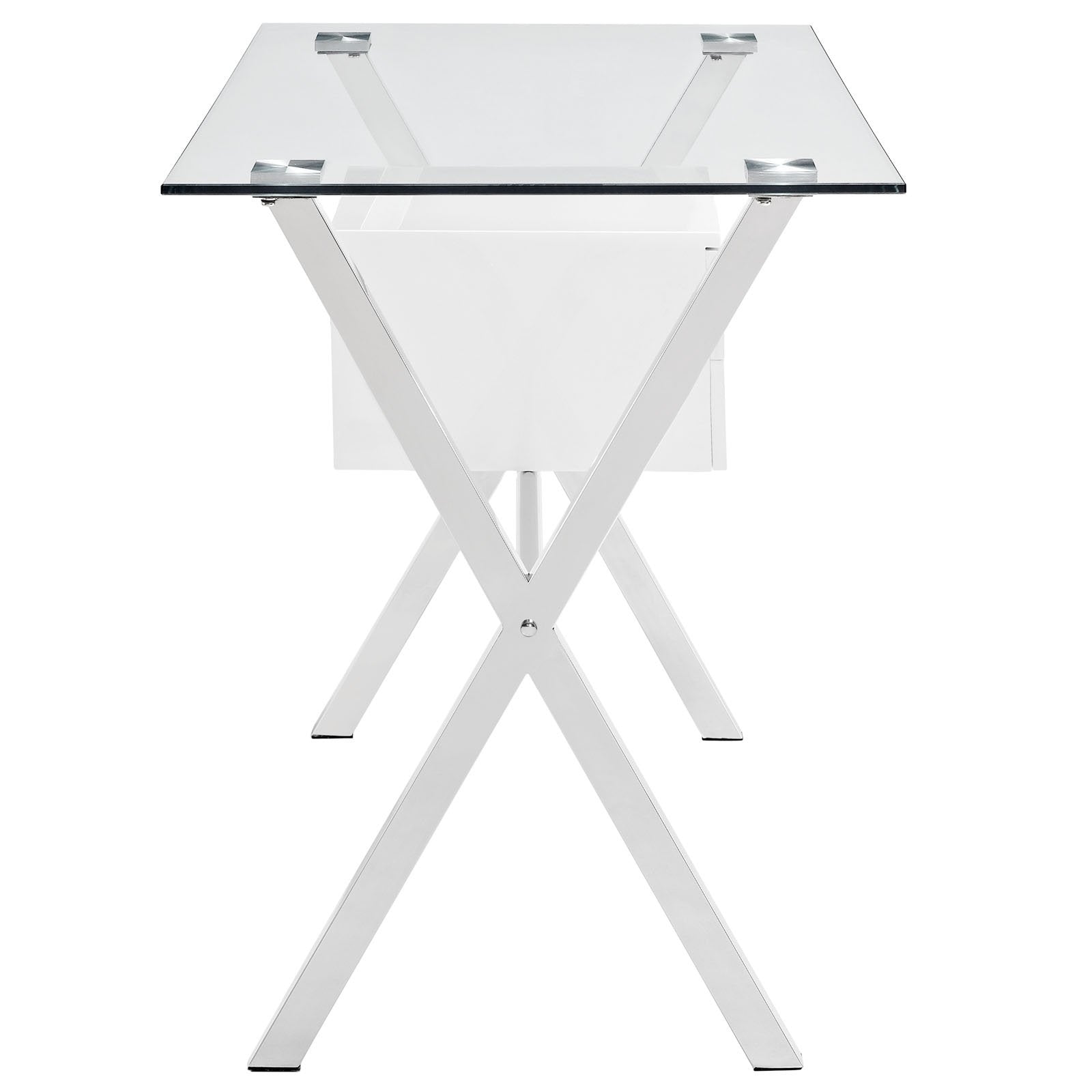 Modway Stasis Contemporary Modern Glass-Top Office Desk In White