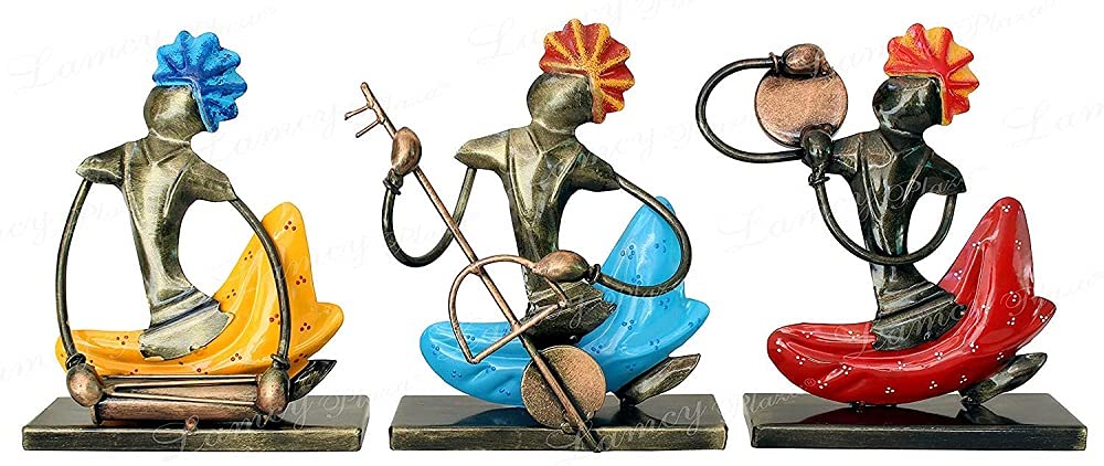 Lamcy Plaza Antique Multicolor Metal Musician Playing Instrument For Living Room | Home | Office | Bedroom | Decoration | Giftin