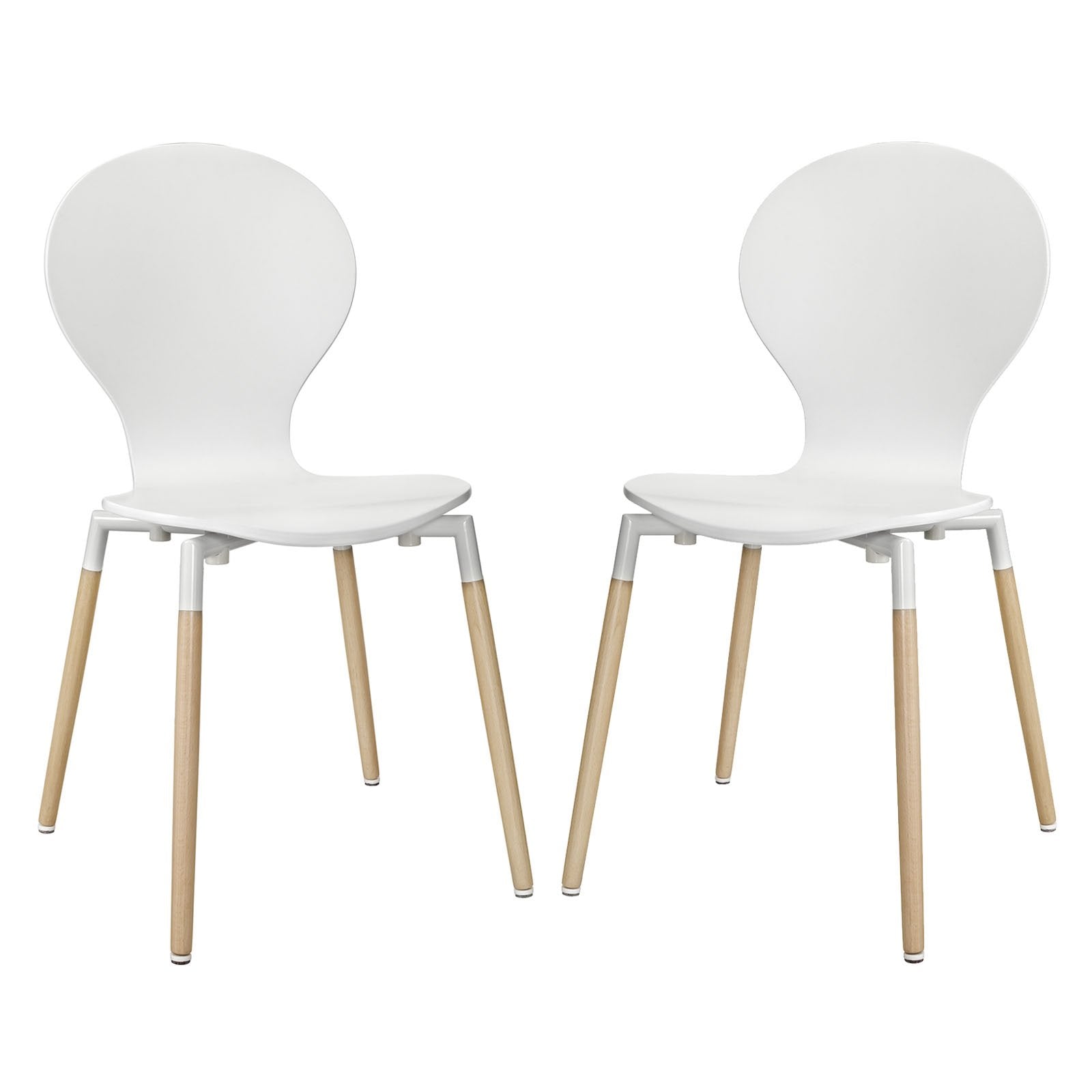 Modway Path Mid-Century Modern Two Kitchen And Dining Room Chairs In White