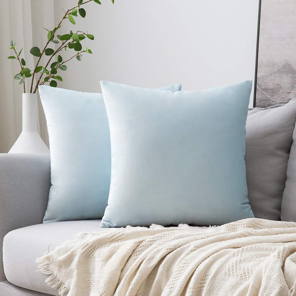 Miulee Pack Of 2 Velvet Pillow Covers Decorative Square Pillowcase Soft Solid Cushion Case For Spring Sofa Bedroom Car 20X20 Inc