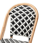 Baxton Studio Ambre Modern French Black and White Weaving Natural Rattan 2-Piece Bistro Chair Set