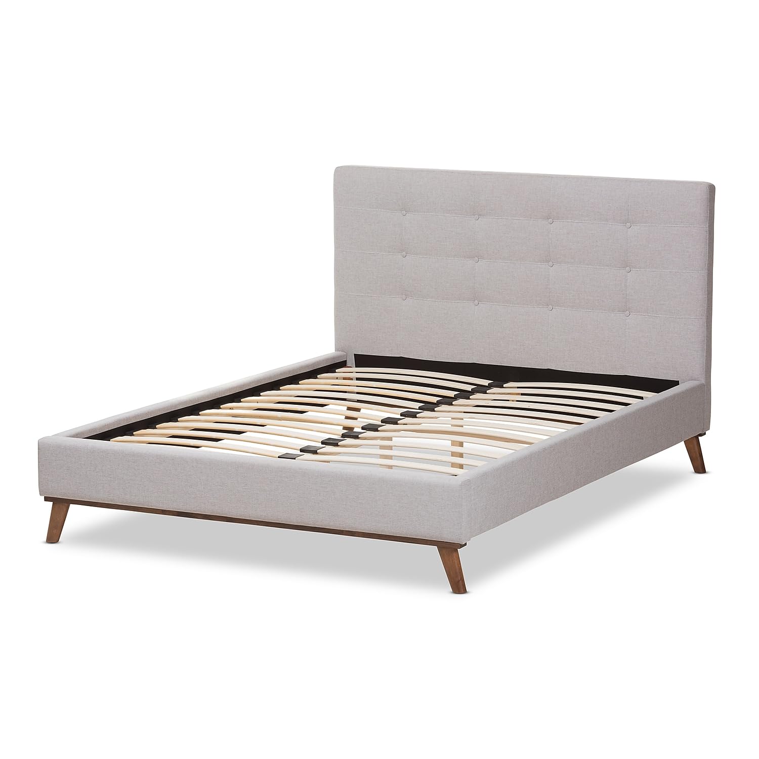 Baxton Studio Valencia Upholstered Queen Platform Bed in Grayish Beige
