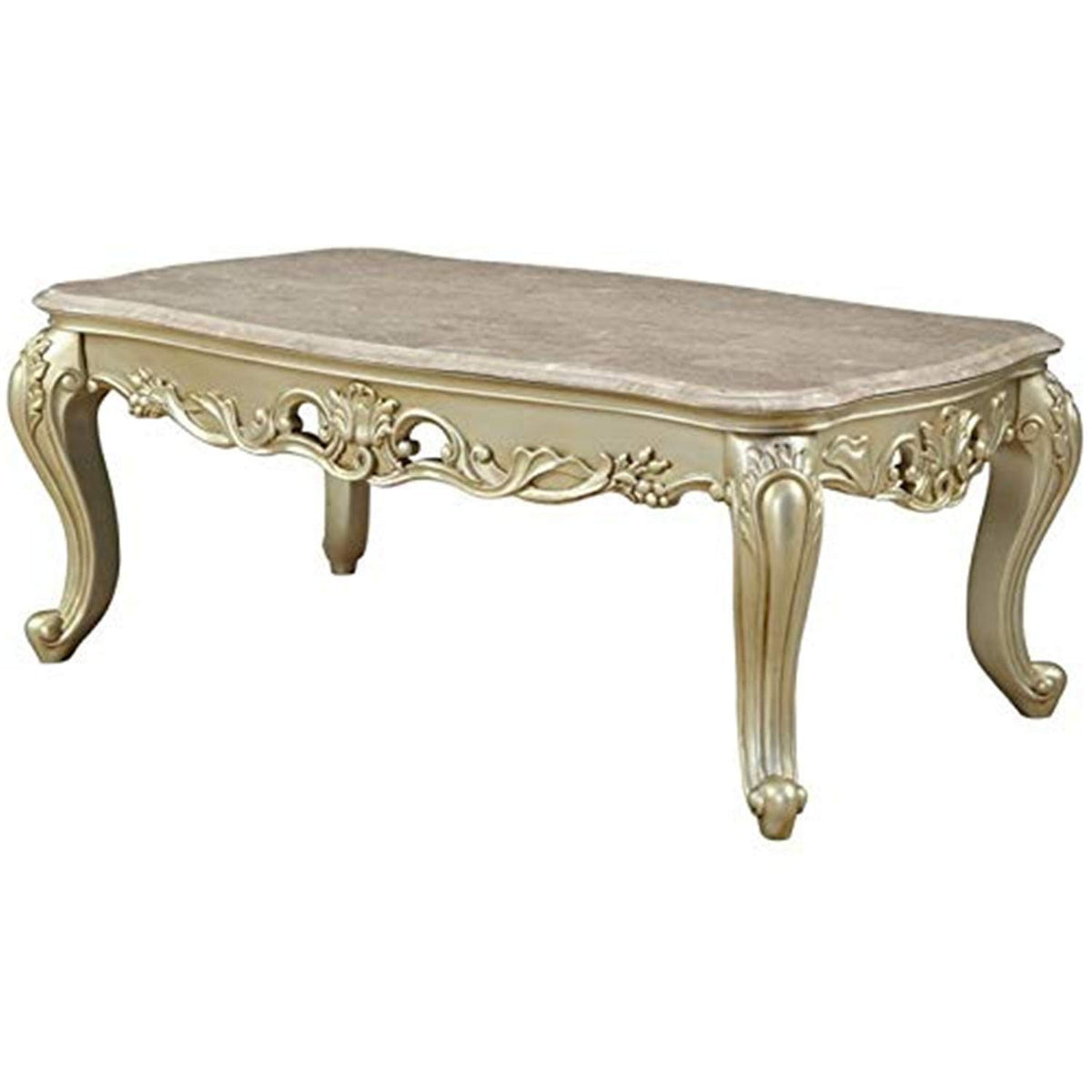 Acme Gorsedd Coffee Table in Marble and Antique White