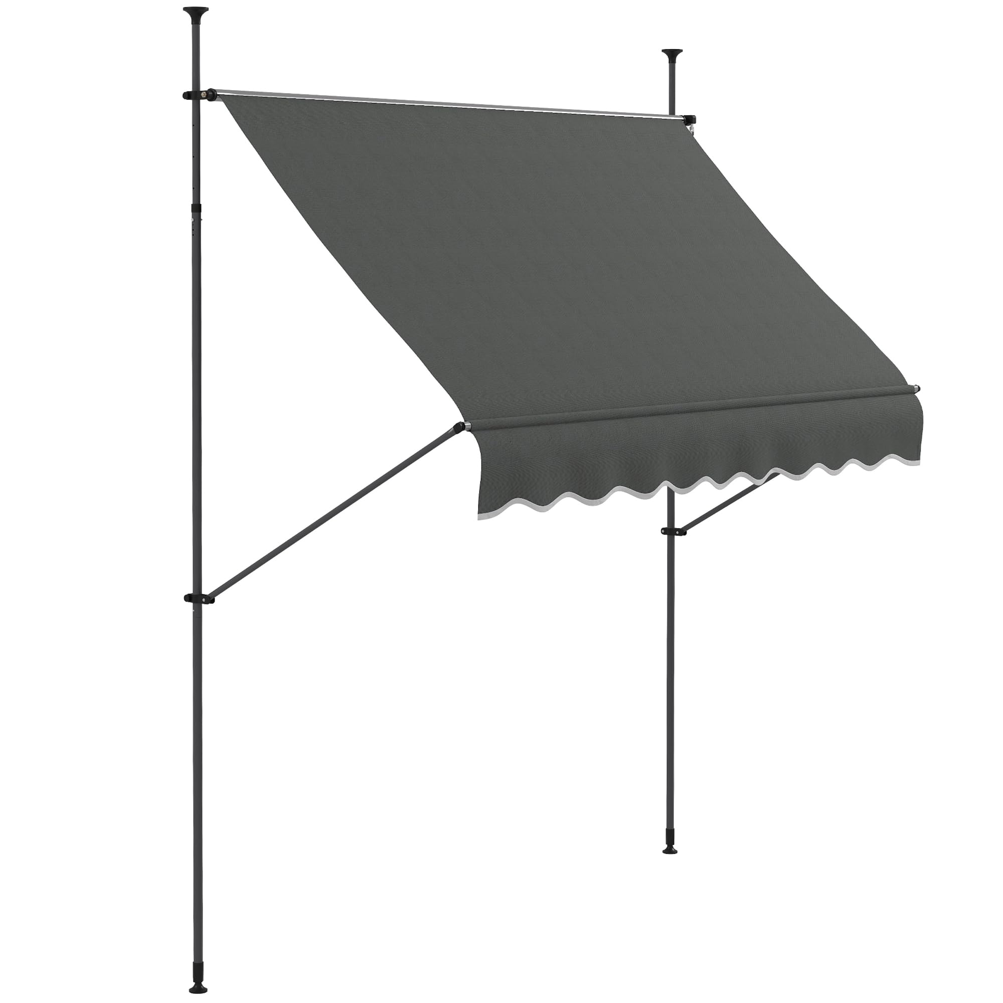 Outsunny Manual Retractable Awning, 99' Non-Screw Patio Sun Shade Shelter With Support Pole Stand And Uv Resistant Fabric, For