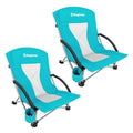 Kingcamp Double Small Folding Portable Lightweight Low Sitting Sand Chair Beach Chairs For Adult With Cup Holder, Carry Bag Padded Armrest For Outdoor Beach Concert Traveling Festival Bbq