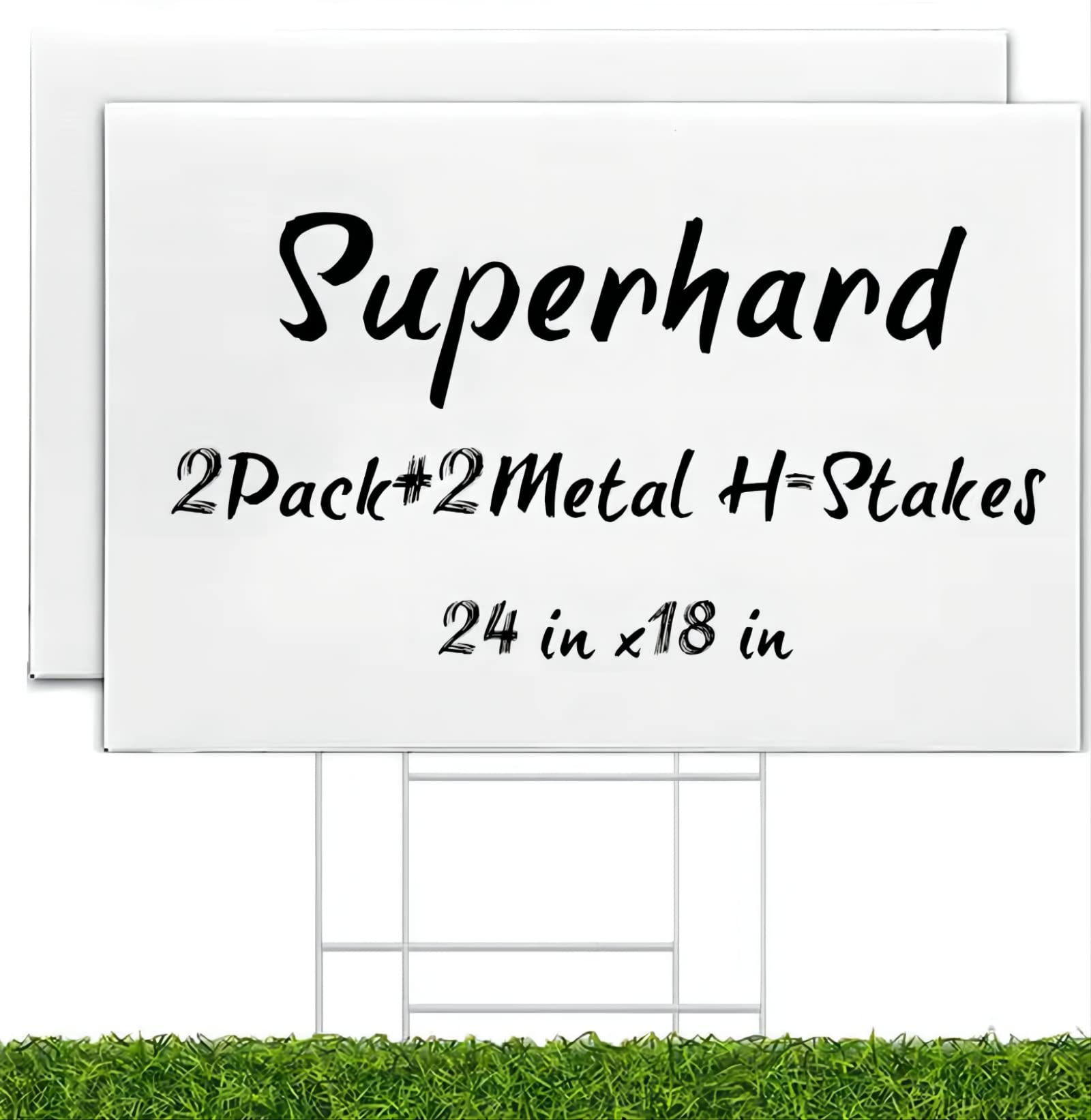 Wenwell 2 Blank Yard Signs With H Metal Stakes 18 X 24 Inch,Real Estate Garage Sale Sign Double Sided,Corrugated Plastic Lawn Si