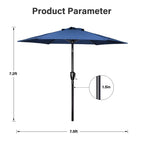 Simple Deluxe 7.5' Patio Umbrella Outdoor Table Market Yard Umbrella With 6 Sturdy Ribs For Backyard, Pool, Garden, Deck, Blue