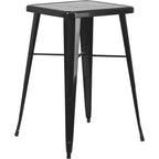 Flash Furniture Stone Commercial Grade 23.75" Square Blue Metal Indoor-Outdoor Bar Table Set with 2 Square Seat Backless Stools