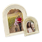 Isaac Jacobs 4X6 Vertical White With Gold, Arc Resin Picture Frame With Gradient Design, Decorative Photo Frame, Tabletop & Wall
