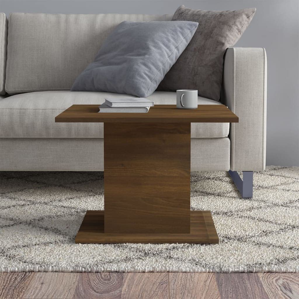 vidaXL Engineered Wood Coffee Table - Stylish and Durable Couch Table with Ample Space for Storage - Brown Oak - Easy to Assemble, 21.9&quot;x21.9&quot;x15.7&quot;