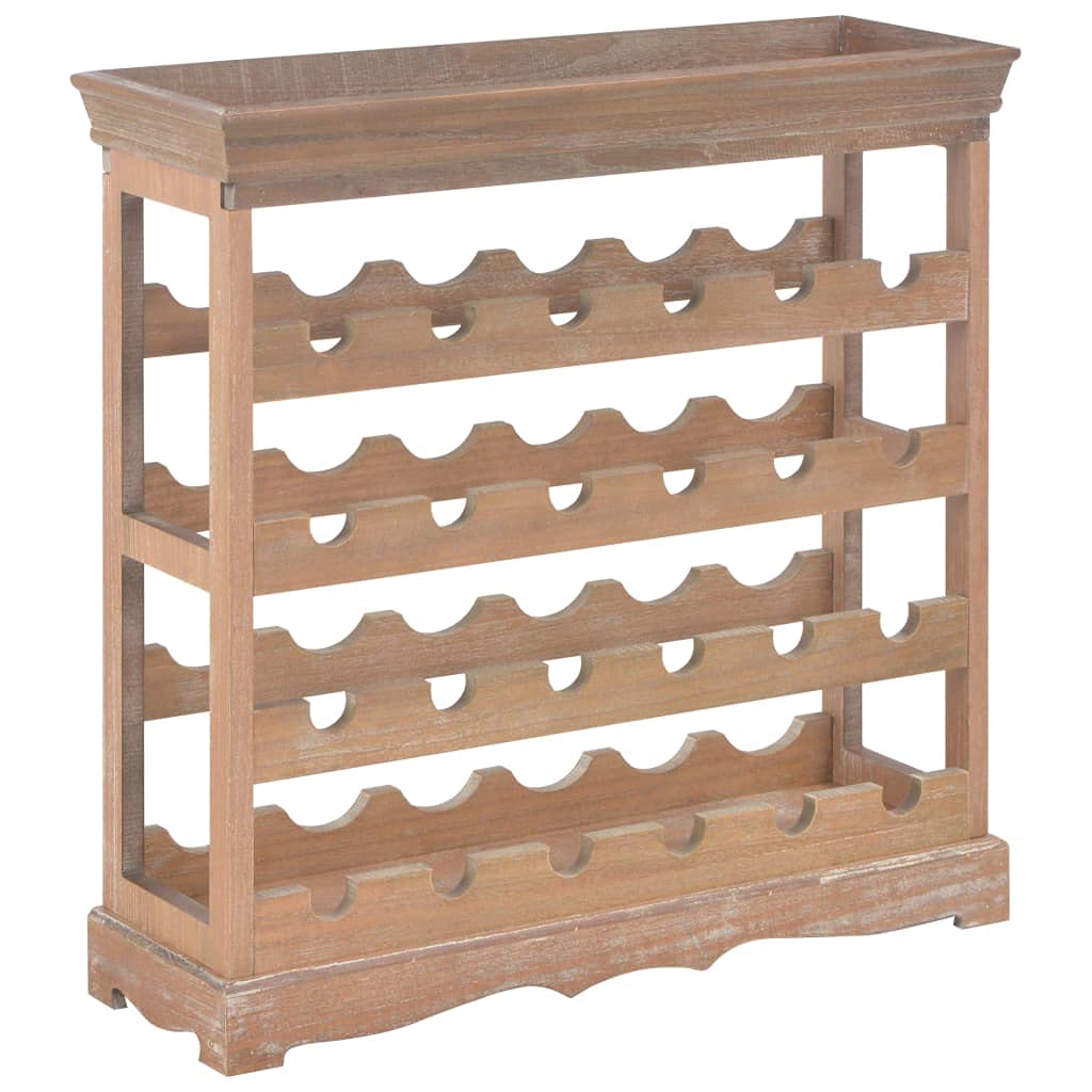 Vidaxl Scandinavian Farmhouse Style Wine Cabinet - Brown Mdf Wine Rack For 24 Bottles With Extra Tray For Glassware Storage - Co
