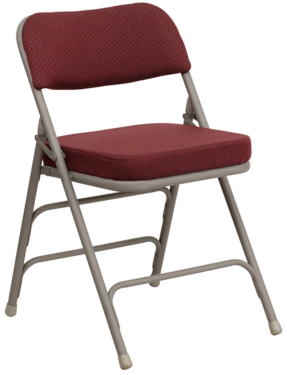 Flash Furniture HERCULES Series Premium Curved Triple Braced & Double Hinged Burgundy Fabric Metal Folding Chair