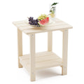 Lue Bona Adirondack Outdoor Side Table, 2-Tier Sand Hdps Patio End Table Weather Resistant, Morden Side Table For Patio, Pool, Porch