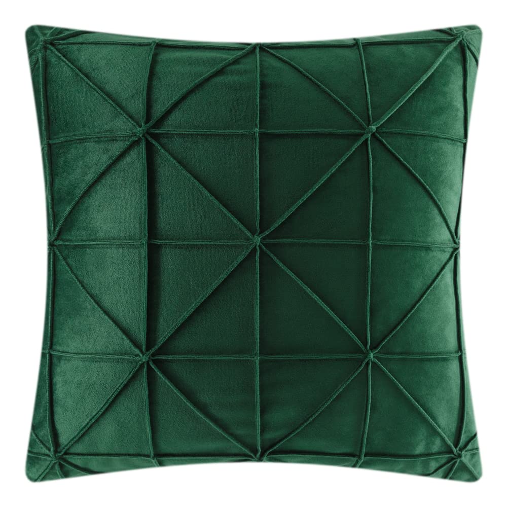 Jwh Decorative Pillow Covers 18X18 Green Cozy Soft Velvet Square Throw Pillow Cases For Sofa Couch Bed Home Decor