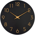 Mosewa Wall Clock 8 Inch Black Wall Clocks Battery Operated Silent Non-Ticking - Simple Minimalist Rose Gold Numbers Clock Decor