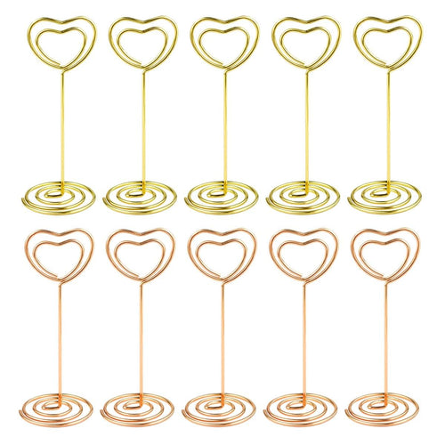 10 Pcs Table Number Holders Heart Shaped Table Number Stand Place Card Holder Mini Wire Table Card Holder Picture Photo Holders 