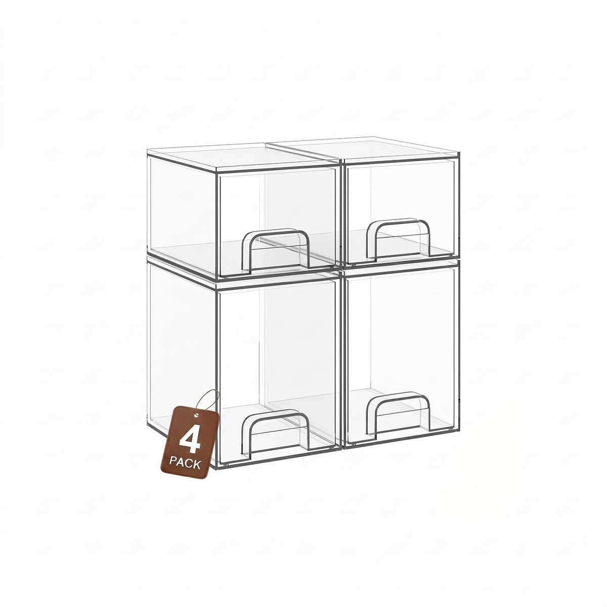 TIPGO Clear Stackable Storage Drawers, Baby Bottle Organizer, EasilyAccess Makeup Organizer, Durable Containers for Bathroom Co