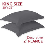 Mellanni Pillow Shams Set - 2 Pc Iconic Collection Decorative Pillow Covers - Soft, Cooling, Wrinkle, Fade, Stain Resistant - Luxury Bed Accessories (King 20' X 36', Gray)