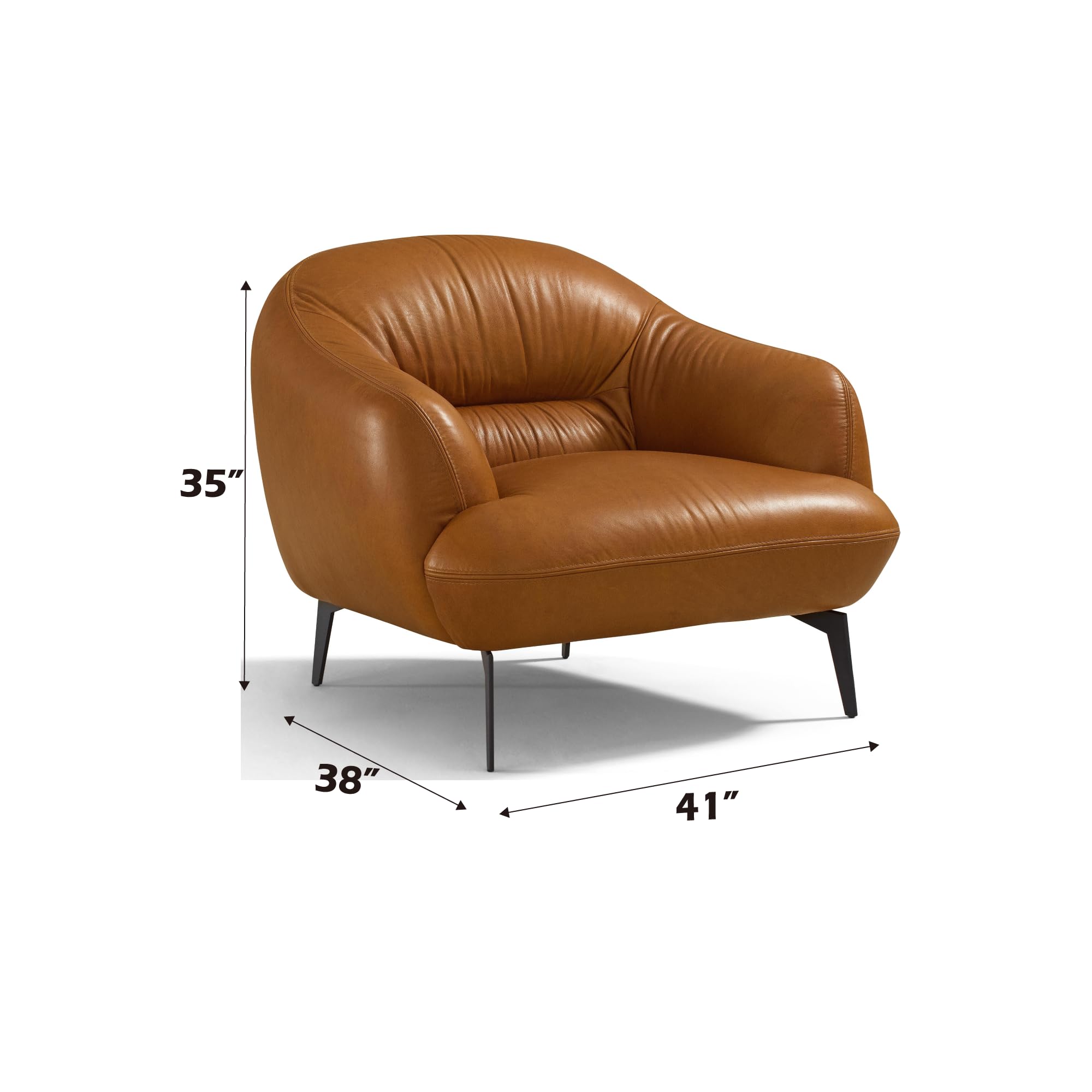 Acme Furniture Leather Upholstered Chair, Cognac