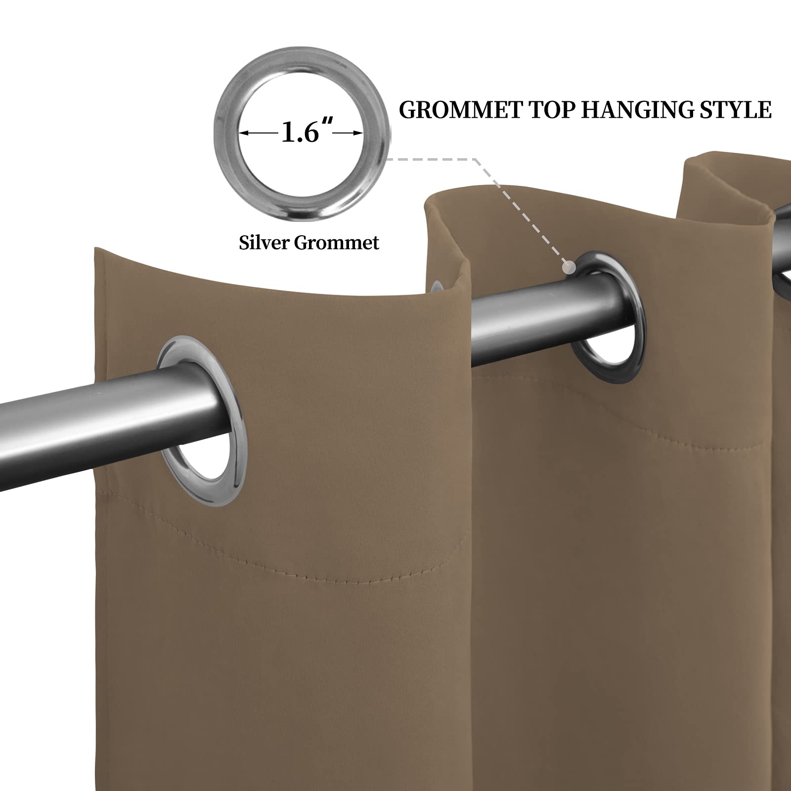 Easy-Going Blackout Curtains For Bedroom, Solid Thermal Insulated Grommet And Noise Reduction Window Drapes, Room Darkening Curtains For Living Room, 2 Panels(52X84 In,Camel)