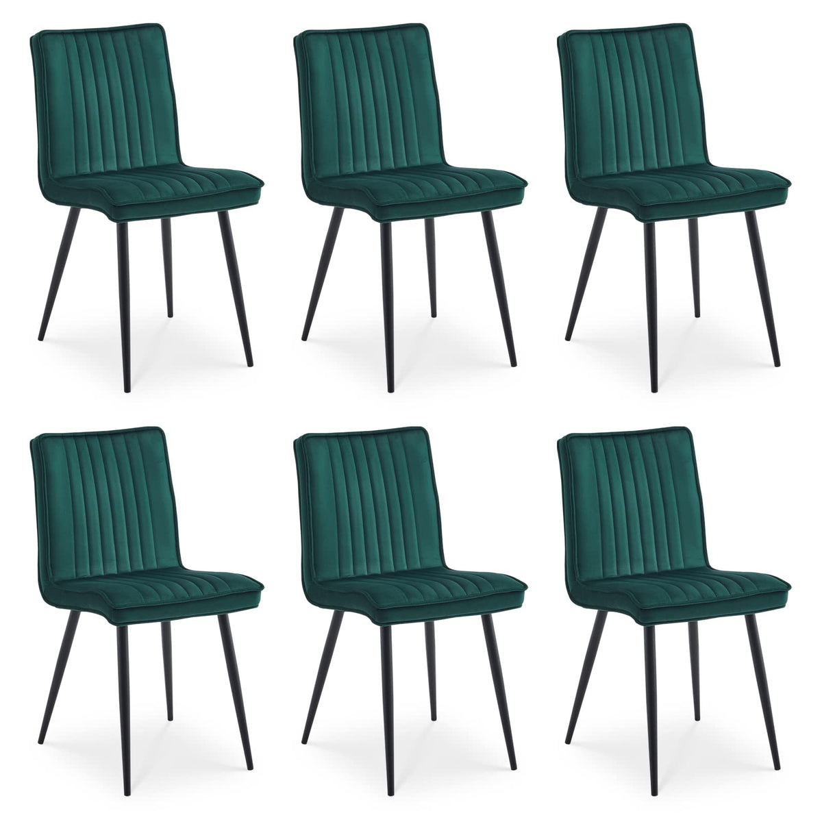 Tukailai Velvet Dining Chairs Set Of 6, Upholstered Kitchen Chair With Backrest And Strong Metal Legs, Leisure Chair For Lounge Living Room Bedroom Kitchen Dining Room Restaurant Furniture (Green)