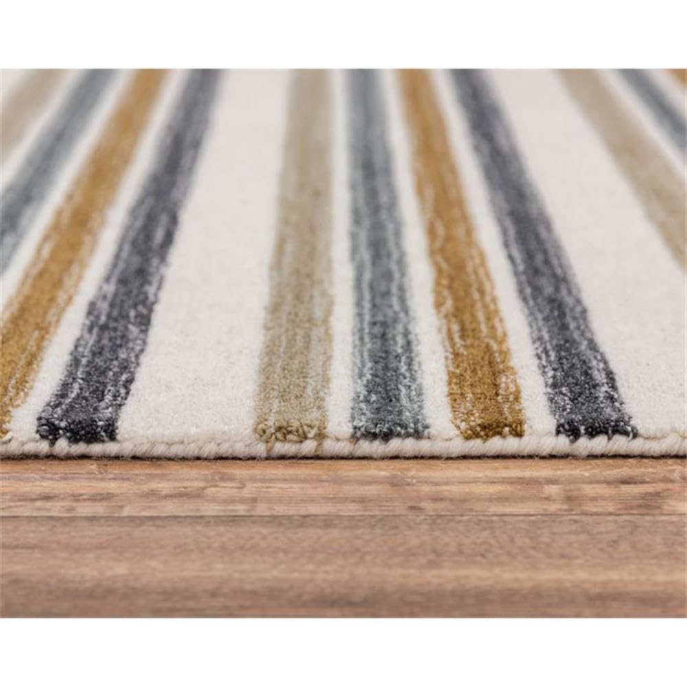 Alora Decor Rivera 5' X 8' Stripe Ivory/Beige/Charcoal Hand-Tufted Area Rug