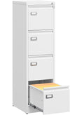 SISESOL 4 Drawer File Cabinet with Lock and Tag,White Vertical File Cabinet,Narrow Locking Filing Cabinets with Drawers,Metal Fi