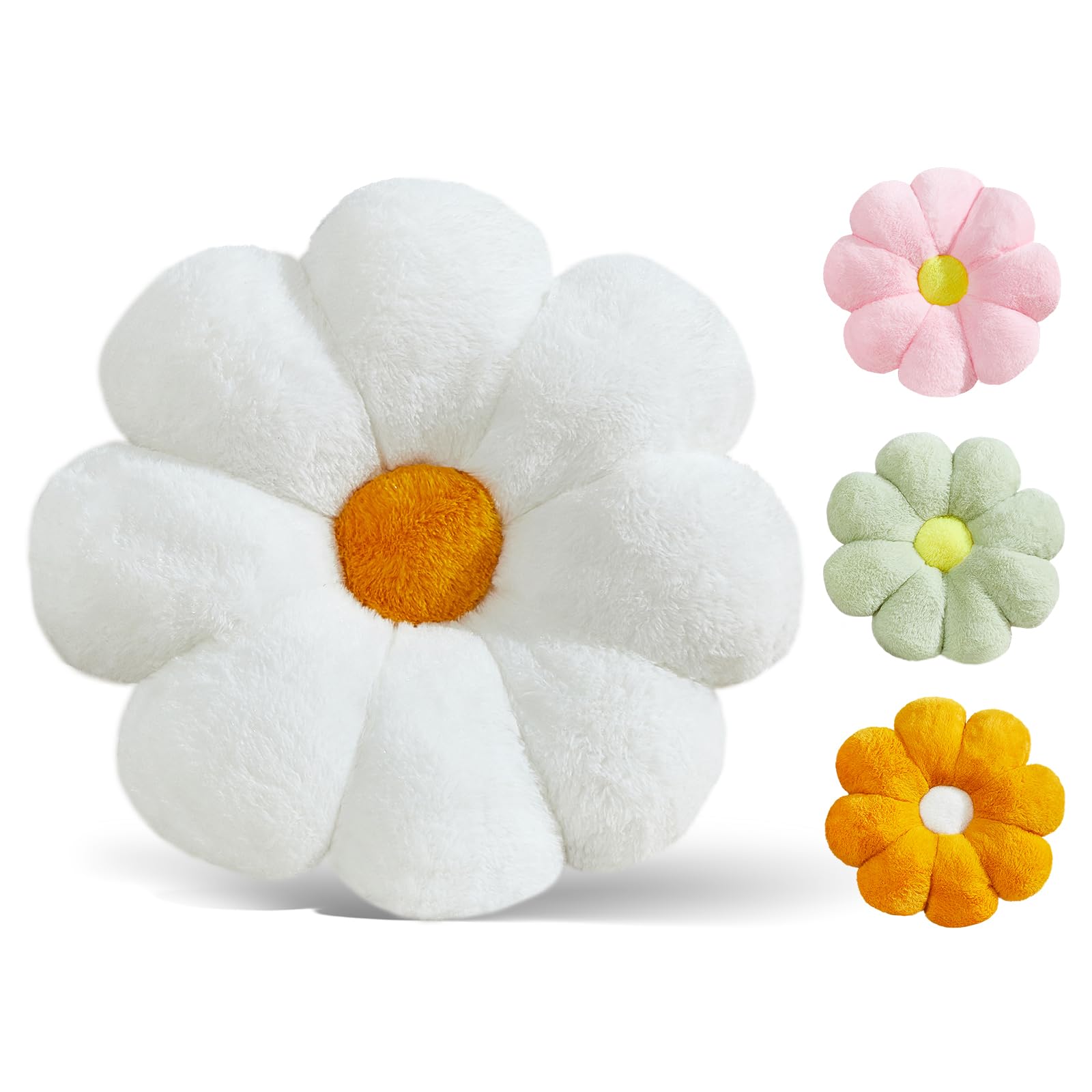 Ailive 17.7In Cute White Daisy Flower Shaped Kids Throw Pillow Flower Throw Pillow Floor Pillow Cushion Sunflower Pillow Decorat
