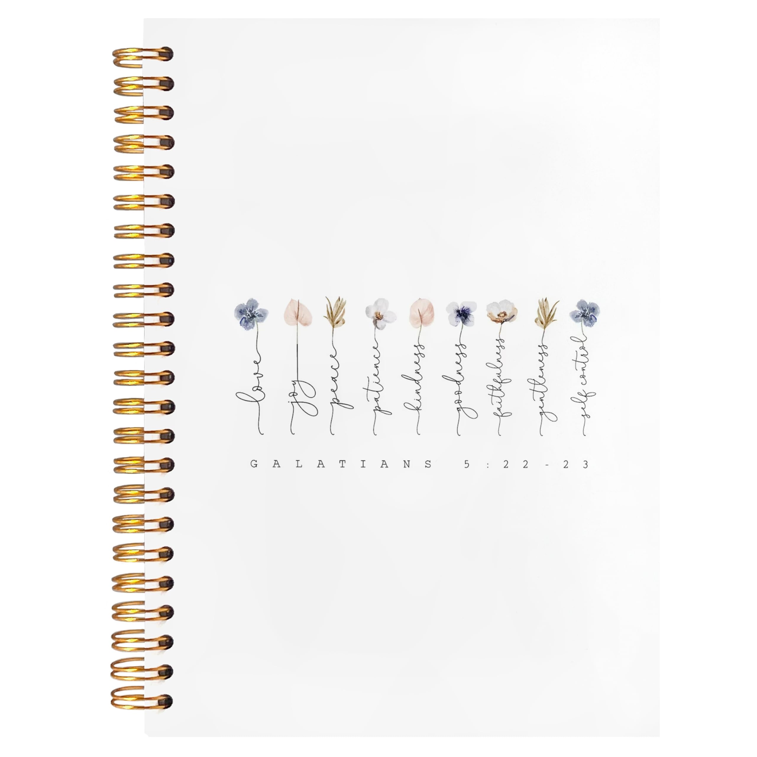 Bearcake Fruit Of The Spirit Boho Floral Christian Notebook Journal, Christian Gifts For Women, Spiral Bible Notebooks For Note