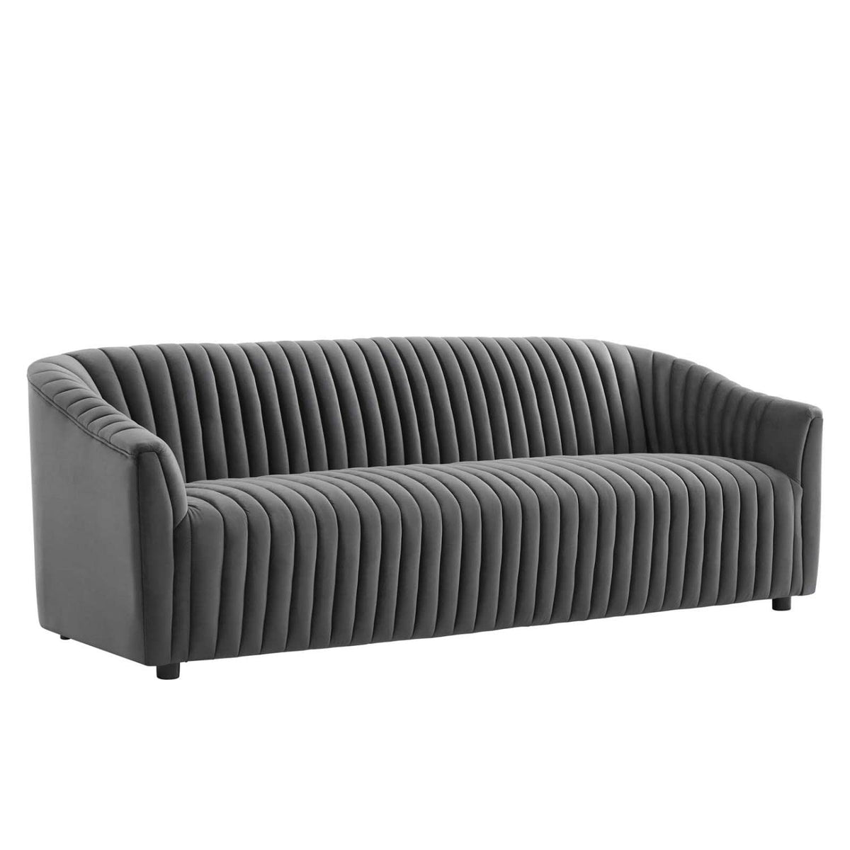 Modway Announce Velvet Channel Tufted Sofa With Charcoal Finish Eei-5053-Cha