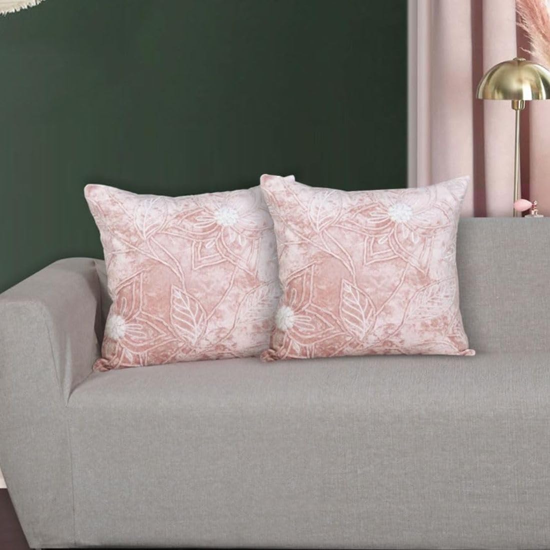 Ode & Cleo Velvet Cushion Covers 18 Inch X 18 Inch With Zip Closure, Acyrlic Work, Pillow Cover For Sofa, Living Room, Bed Or Ho
