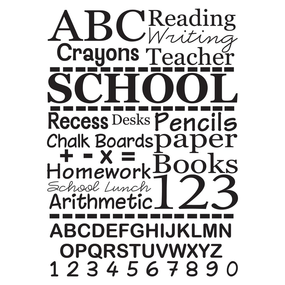 32 School Teacher Collage Sayings ABC 123 Reading Crayons Writing Homework Chalk Boards Classroom Teach Kids Children Wall Deca