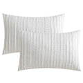 Jellymoni 2 Pack White Pillowcases Standard Size, Soft Microfiber Striped Tufted Pillow Covers With Envelope Closure (Pillows Ar