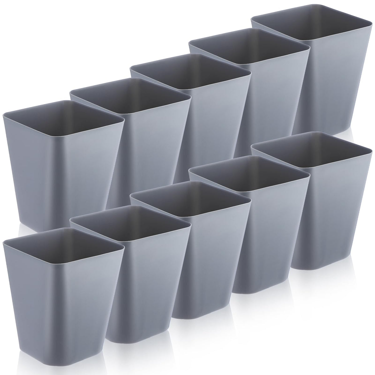Amyhill 10 Pcs Small Trash Can 2 Gallon Plastic Garbage Can, Grey