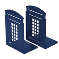 Merrynine 2 Pack Book Ends, Metal Bookends For Shelves, Telephone Booth Decorative Bookends, Non Skid Heavy Bookends, Book, Maga