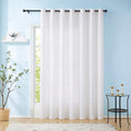 Linen Sheer White Curtains Sliding Door Curtain 108inches Long Patio Glass Door Curtain Panel 100 Width Rich Cross Weave Texture