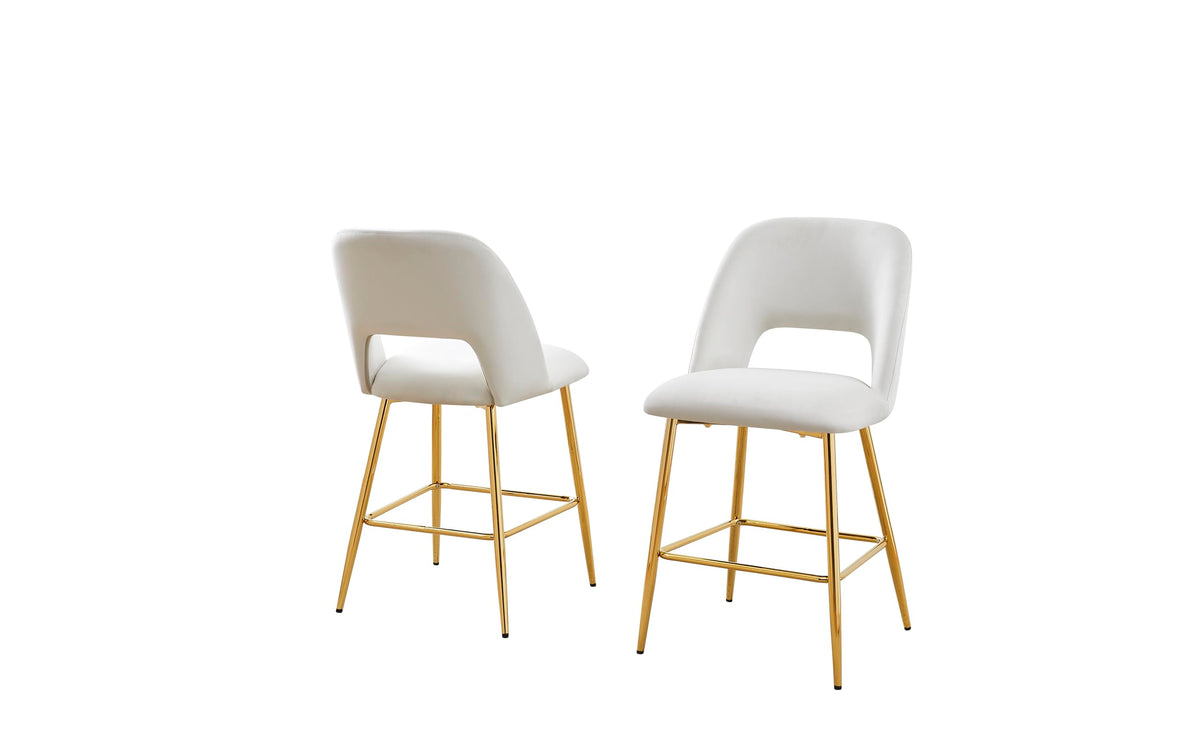 Best Quality Furniture Gold Chrome Velvet Upholstered Counter Height Stools (Set Of 2)