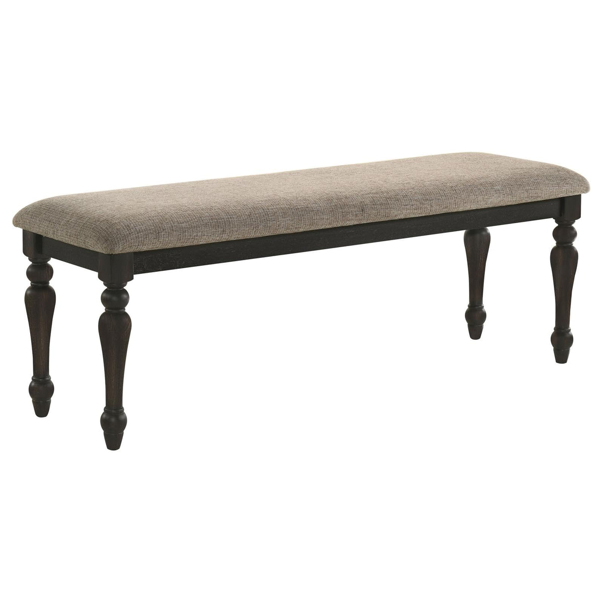 Coaster Bridget Upholstered Dining Bench Stone Brown and Charcoal Sandthrough