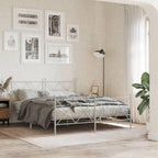 vidaXL White Steel Double Bed Frame with Headboard/Footboard - 81.5"x61.4"x35.6" for Mattress 59.1"x78.7"