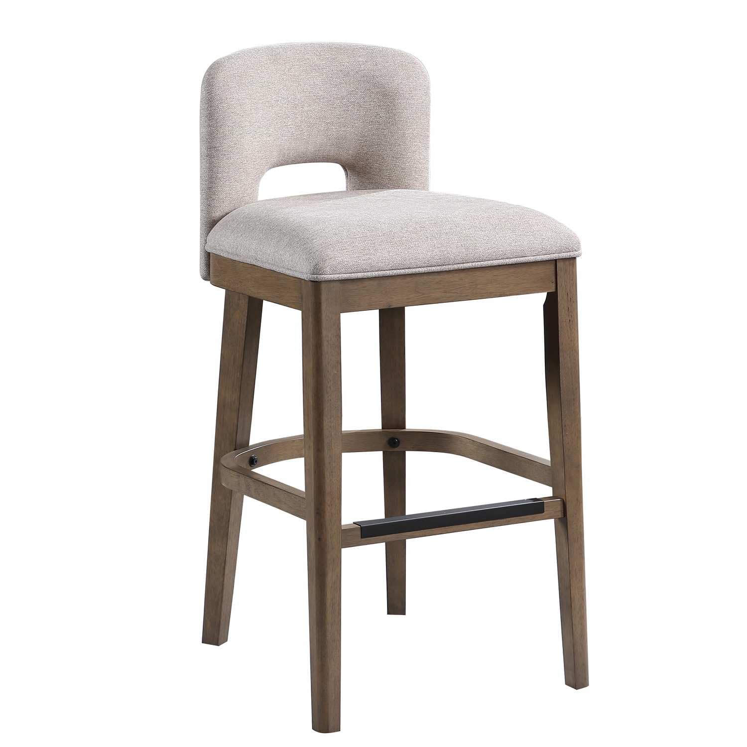American Woodcrafters Bistro Solid Wood Brown and White Fabric Bar Stool
