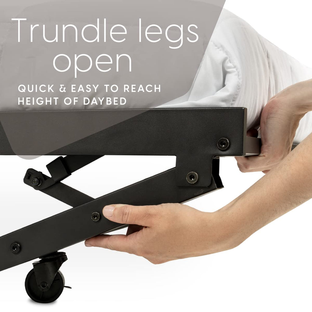 Milliard Twin Daybed And Fold- Up Trundle Set, Daybed With Pop Up Trundle, Black Frame - Mattresses Sold Separately