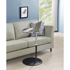 Lilola Home Orbit End Table with Height Adjustable Black Marble Textured Glass Top