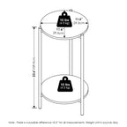 Furinno Besi 2-Tier Modern Tall Round Side End Table with Sturdy Metal Legs, White/Black