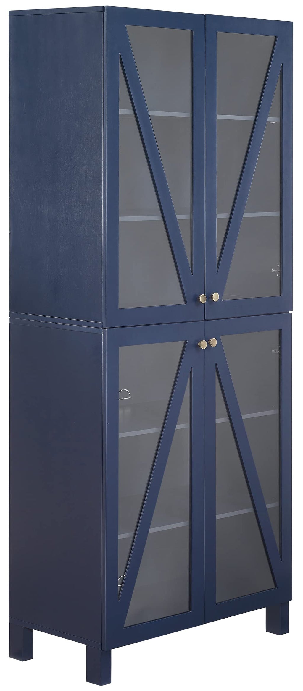 Crosley Furniture Cassai Tall Pantry Storage Cabinet With Shelves, Kitchen, Dining, Or Laundry Room, Navy