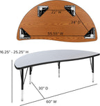Flash Furniture Emmy 60" Circle Wave Flexible Laminate Activity Table Set with 12" Student Stack Chairs, Grey/Black
