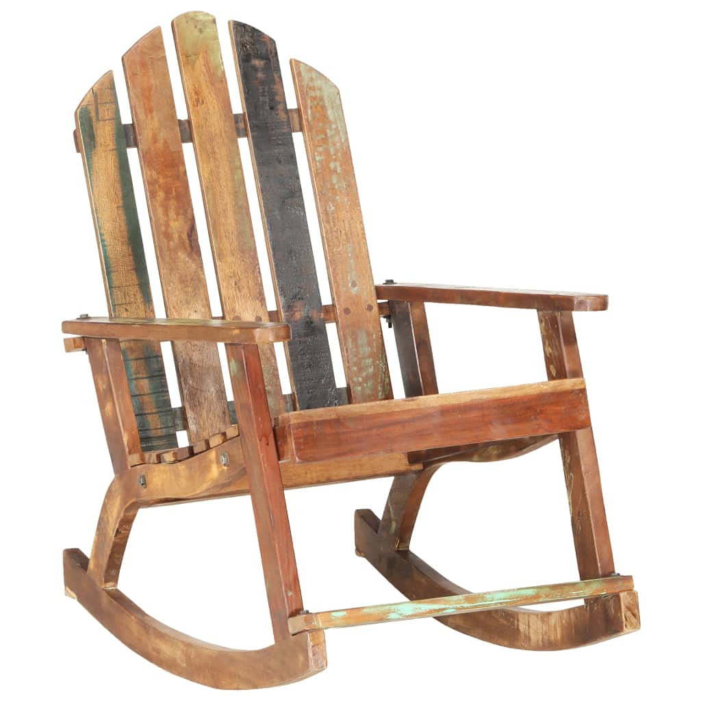 vidaXL Outdoor Rocking Chair, Eco-Conscious Reclaimed Wooden Design, Vintage-Inspired Construction, Multicolor, Excellent Craftsmanship, Unique Patio Furniture Piece