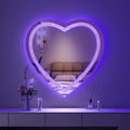 BesMirror 24x24 Heart Shaped Mirror Crushed Diamond, RGBWY LED Heart Vanity Mirror with Lights, 3 Lighting Modes and 7 Static Co