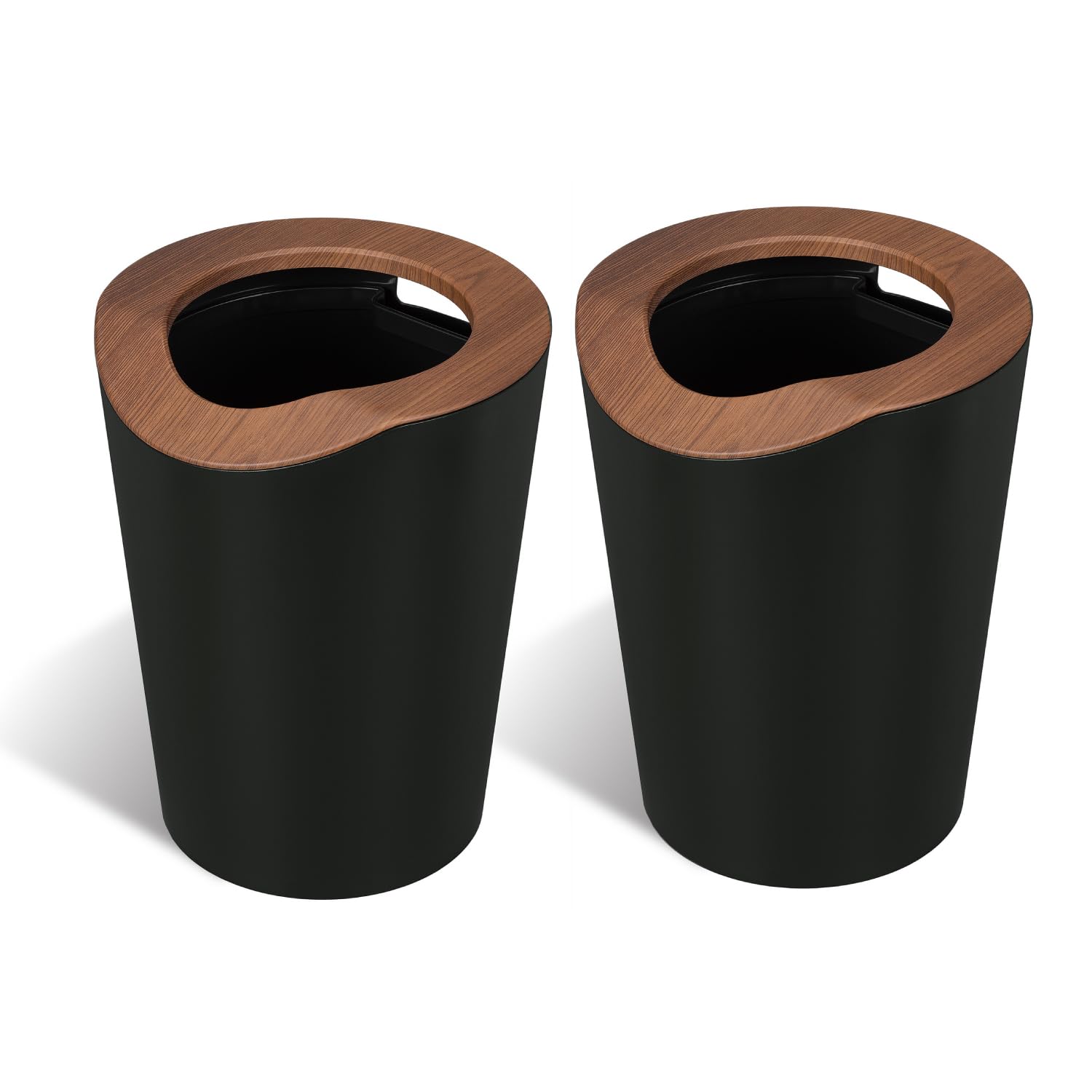 Home Zone Living 2.3 Gallon Small Trash Can, Round Wastebasket with Open Top, Virtuoso Collection, 2-Pack