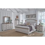 American Woodcrafters Meadowbrook White-Washed Wood Farmhouse Style Two Drawer Nightstand